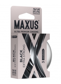 Черные утолщенные презервативы MAXUS Extra Strong с железным кейсом - 3 шт. - Maxus - купить с доставкой в Невинномысске