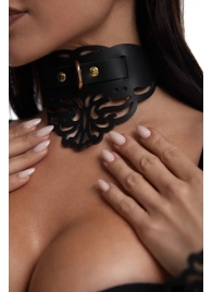 Фигурный чокер с узорами и золотистой фурнитурой - Crazy Handmade - купить с доставкой в Невинномысске