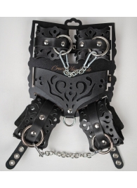 Черный ажурный кожаный набор фиксаций - Crazy Handmade - купить с доставкой в Невинномысске