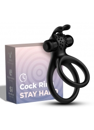 Черное эрекционное виброкольцо с подхватом мошонки Stay Hard - Boys of Toys - в Невинномысске купить с доставкой