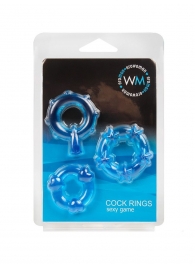 Набор из 3 синих эрекционных колец с различным рельефом - Erowoman-Eroman - в Невинномысске купить с доставкой