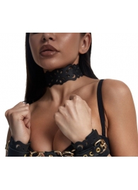 Черный ажурный чокер с золотистой фурнитурой - Crazy Handmade - купить с доставкой в Невинномысске