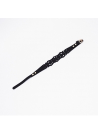 Черный ажурный чокер с золотистой фурнитурой - Crazy Handmade - купить с доставкой в Невинномысске