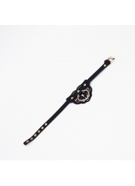 Черный чокер с клепками и золотистой фурнитурой - Crazy Handmade - купить с доставкой в Невинномысске