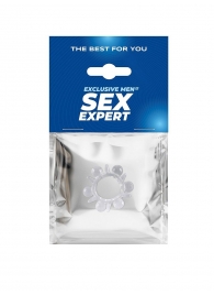 Прозрачное эрекционное кольцо с шариками и шипами - Sex Expert - в Невинномысске купить с доставкой