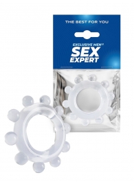 Прозрачное эрекционное кольцо со стимулирующими шариками - Sex Expert - в Невинномысске купить с доставкой