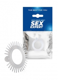 Эластичное эрекционное кольцо с шипиками и шариком - Sex Expert - в Невинномысске купить с доставкой