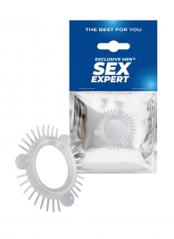 Эластичное эрекционное кольцо с 3 шариками и шипами - Sex Expert - в Невинномысске купить с доставкой