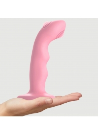 Розовая насадка-стимулятор Strap-On-Me Tapping Dildo Wave - Strap-on-me - купить с доставкой в Невинномысске