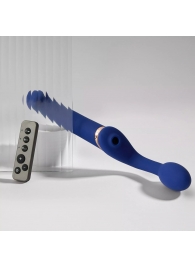 Синий безремневой страпон Multi Orgasm Bendable Strap-On size L с клиторальной стимуляцией - Strap-on-me - купить с доставкой в Невинномысске