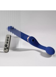 Синий безремневой страпон Multi Orgasm Bendable Strap-On size XL с клиторальной стимуляцией - Strap-on-me - купить с доставкой в Невинномысске