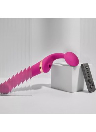 Ярко-розовый безремневой страпон Multi Orgasm Bendable Strap-On size L с клиторальной стимуляцией - Strap-on-me - купить с доставкой в Невинномысске