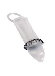 Закрытая насадка на пенис с подхватом мошонки и стимулирующими «ресничками» - Sextaz - в Невинномысске купить с доставкой