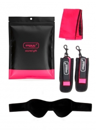 Черно-розовый эротический набор: маска, наручники и повязка - Erokay - купить с доставкой в Невинномысске