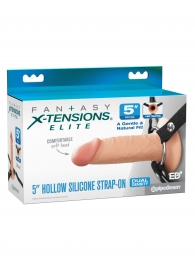 Телесный пустотелый фаллопротез 5’’ Hollow Silicone Strap-On - 14 см. - Pipedream - купить с доставкой в Невинномысске