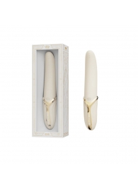 Бежевый вибростимулятор с имитацией оральных ласк и функцией нагрева Eve - Zalo