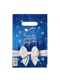 Сине-белый подарочный новогодний пакет с вырубной ручкой (20х30 см) - Сима-Ленд - купить с доставкой в Невинномысске