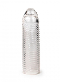 Прозрачная закрытая насадка на пенис с ребрышками - 16 см. - Sex Expert - в Невинномысске купить с доставкой