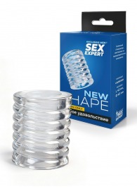 Прозрачная сквозная насадка на пенис с ребрышками - Sex Expert - в Невинномысске купить с доставкой