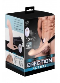 Телесный полый страпон с вибрацией Erection Agents - 24,1 см. - NMC - купить с доставкой в Невинномысске