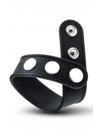 Черное эрекционное кольцо на кнопках - Blush Novelties - в Невинномысске купить с доставкой