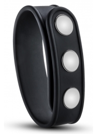 Черное эрекционное кольцо на кнопках - Blush Novelties - в Невинномысске купить с доставкой