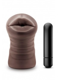 Коричневый мастурбатор-ротик Krystal Vibrating Masturbator - Blush Novelties - в Невинномысске купить с доставкой