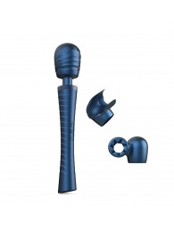 Синий вибромассажёр с насадками Man.wand Edgy - Manwan - в Невинномысске купить с доставкой