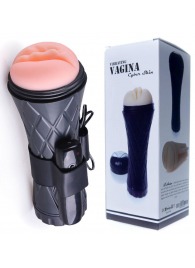 Телесный мастурбатор-вагина в черной колбе с вибрацией - Boys of Toys - в Невинномысске купить с доставкой