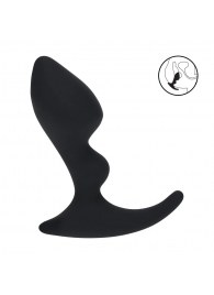 Черная анальная пробка для массажа простаты Double Ripple Silicone Prostate Massager - Shots Media BV - в Невинномысске купить с доставкой