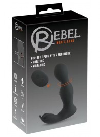 Черная анальная пробка с вибрацией, вращением и пультом ДУ RC Butt Plug with 2 Functions - Orion - в Невинномысске купить с доставкой