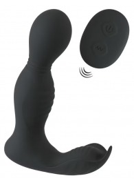 Черная анальная пробка с вибрацией, вращением и пультом ДУ RC Butt Plug with 2 Functions - Orion - в Невинномысске купить с доставкой