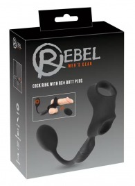 Черное виброкольцо с анальной пробкой Cock Ring with RC Butt Plug - Orion - в Невинномысске купить с доставкой