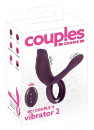 Фиолетовая насадка на член с клиторальным отростком и пультом ДУ RC Couple’s Vibrator 2 - Orion - в Невинномысске купить с доставкой