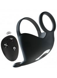 Черная вибронасадка для эрекции и стимуляции мошонки Cock ring with RC ball massager - Orion - в Невинномысске купить с доставкой