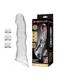 Прозрачный фаллоудлинитель с 3 вставками - 28 см. - Baile - в Невинномысске купить с доставкой