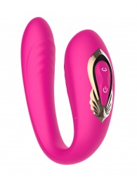 Розовый U-образный вибратор с вращающейся вагинальной частью - Secwell