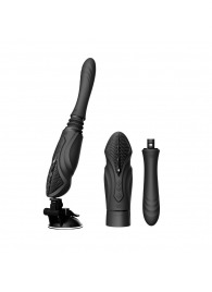 Черная секс-машина с функцией нагрева, насадками и присоской Sesh - Zalo - купить с доставкой в Невинномысске