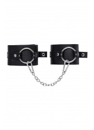 Черные оковы из толстой кожи с люверсами - Pecado - купить с доставкой в Невинномысске