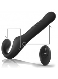 Черный безремневой страпон с вибрацией и возвратно-поступательными движениями - 24 см. - Ibiza - купить с доставкой в Невинномысске