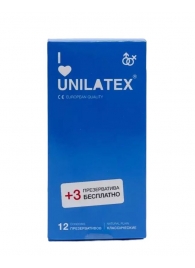 Классические презервативы Unilatex Natural Plain - 12 шт. + 3 шт. в подарок - Unilatex - купить с доставкой в Невинномысске