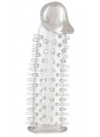 Прозрачная насадка на половой член с закрытой головкой и шипами - 12,5 см. - Toyfa Basic - в Невинномысске купить с доставкой
