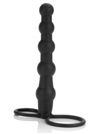 Насадка на пенис для двойного проникновения Silicone Beaded Double Rider - 14 см. - California Exotic Novelties - в Невинномысске купить с доставкой