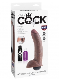 Коричневый фаллоимитатор с эффектом семяизвержения Squirting Cock with Balls - 22,9 см. - Pipedream
