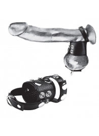 Утяжка на пенис и мошонку Cock Ring With 1.5  Ball Stretcher And Optional Weight Ring - BlueLine - купить с доставкой в Невинномысске