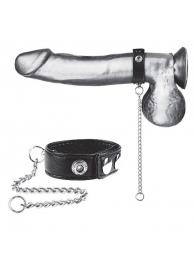 Утяжка на пенис с поводком Snap Cock Ring With 12  Leash - BlueLine - купить с доставкой в Невинномысске