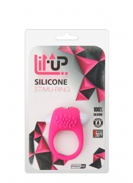 Розовое эрекционное кольцо с щеточкой LIT-UP SILICONE STIMU RING 5 - Dream Toys - в Невинномысске купить с доставкой