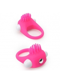 Розовое эрекционное кольцо с щеточкой LIT-UP SILICONE STIMU RING 5 - Dream Toys - в Невинномысске купить с доставкой