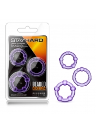 Набор из 3 фиолетовых эрекционных колец Stay Hard Beaded Cockrings - Blush Novelties - в Невинномысске купить с доставкой