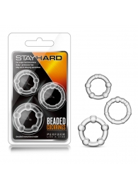 Набор из 3 прозрачных эрекционных колец Stay Hard Beaded Cockrings - Blush Novelties - в Невинномысске купить с доставкой